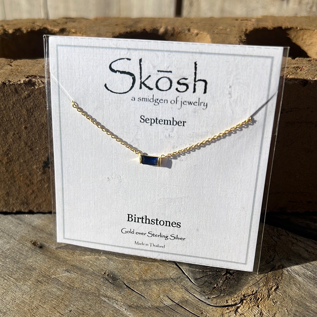 Gold Baguette Birthstone Necklace
