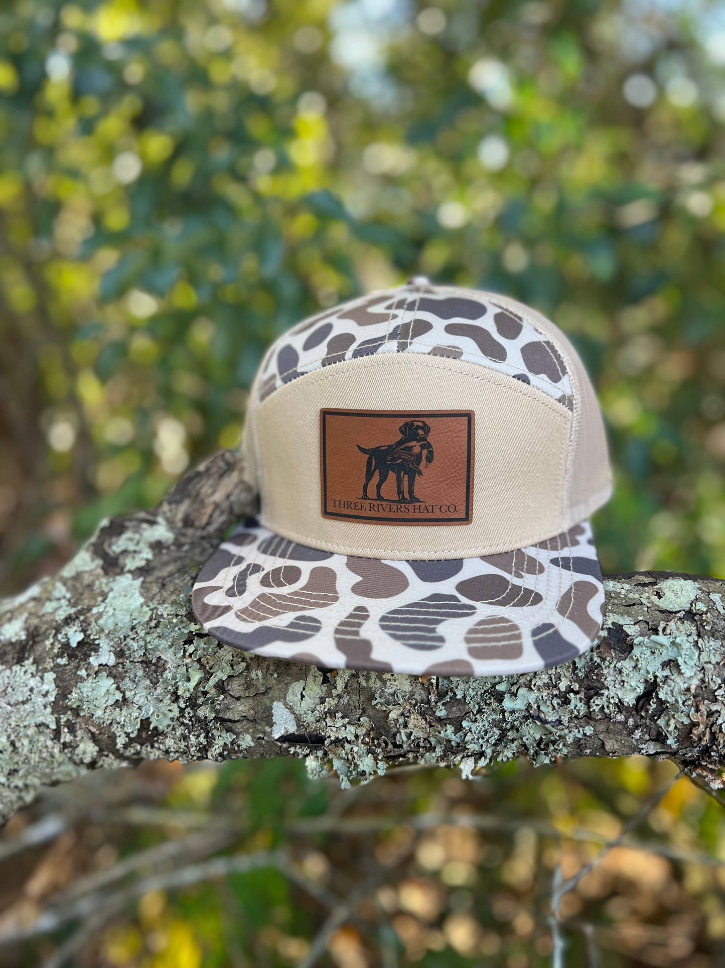 Duck Dog - “Old’s Cool” Camo Flatbill Snapback - Lost Hat Co. 7 panel: Old’s Cool Slough
