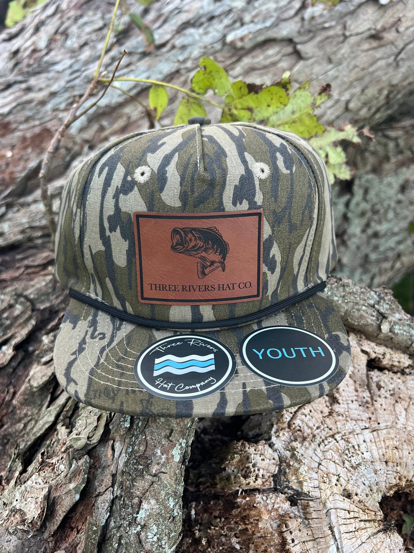 KIDS - Bass Fishing - Camo Rope Hat: Mossy Oak Bottomland
