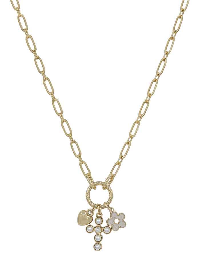 Gold Chain Pendant Necklace & Earring Set