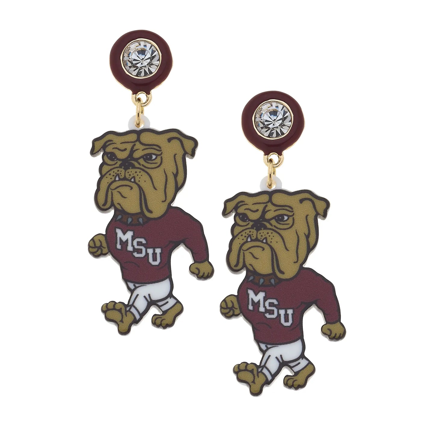 Mississippi State Bully Bulldog Resin Mascot Earrings