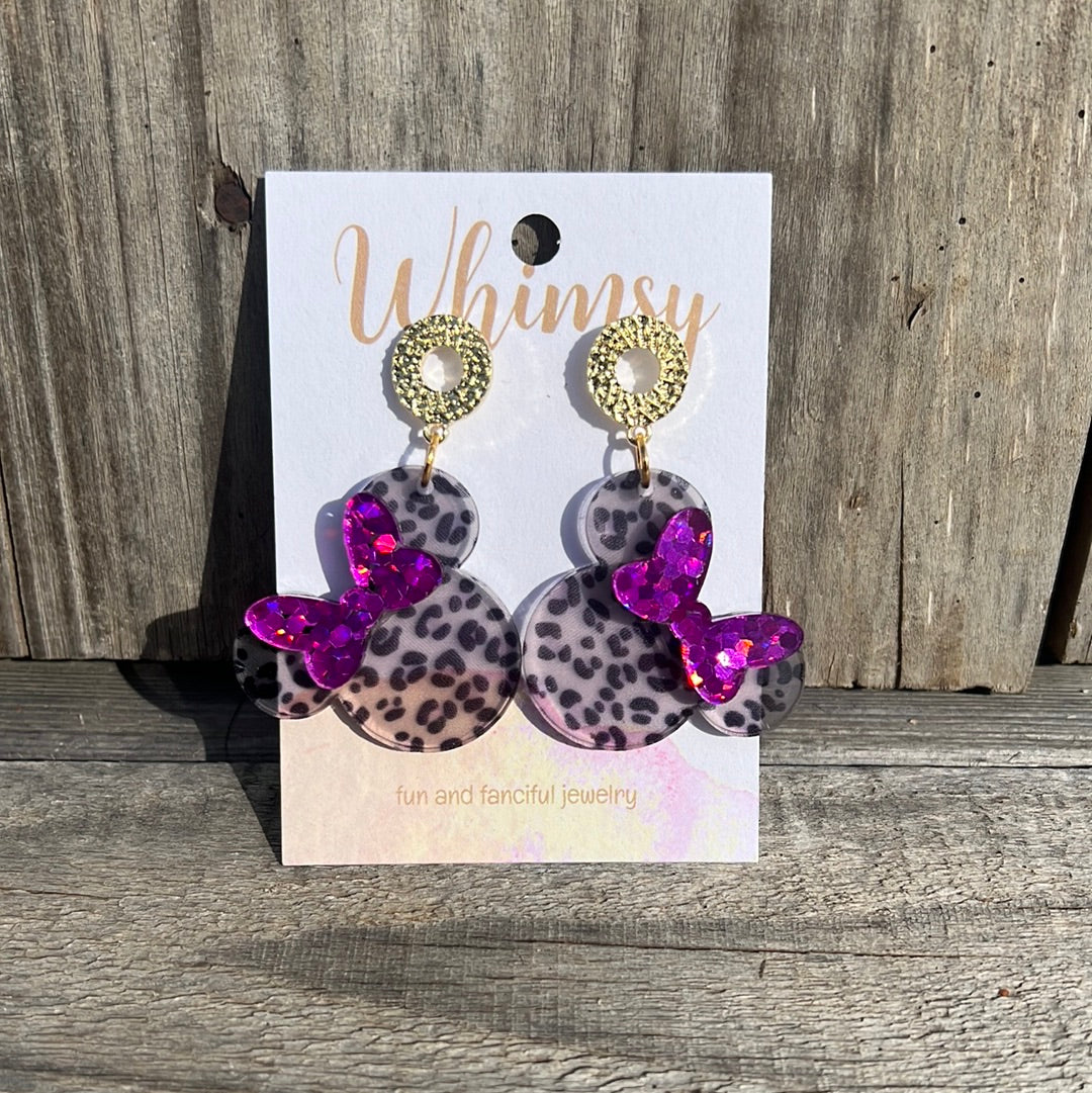 Animal Print Minni Mouse Earrings