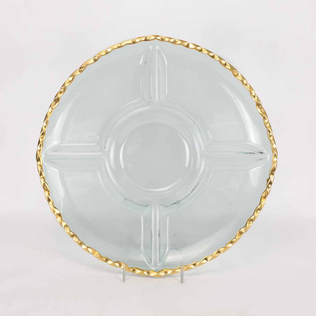 Cordova Chip and Dip Serving Tray - Clear + Gold