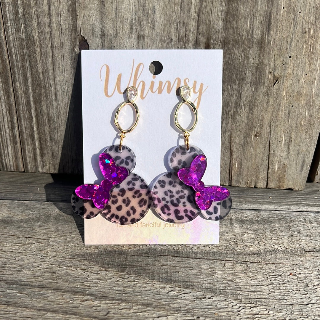 Animal Print Minni Mouse Earrings