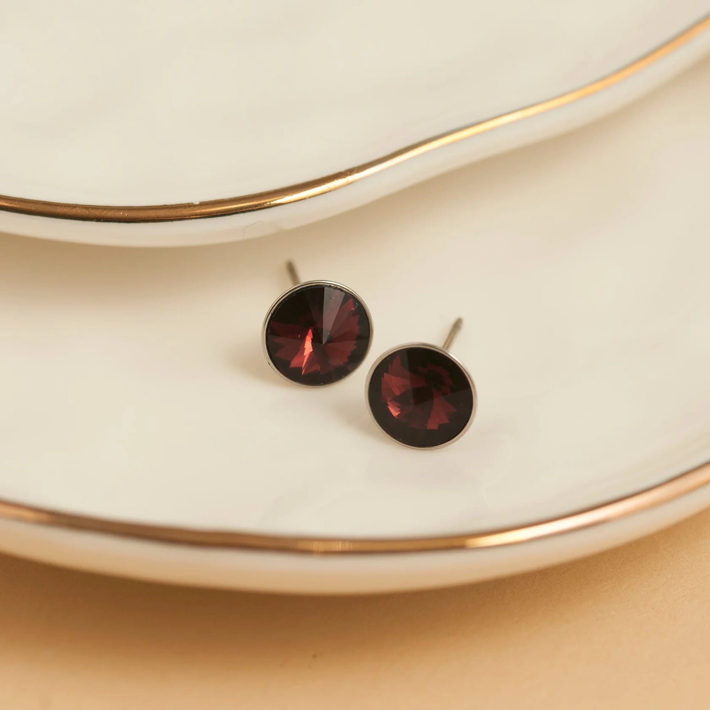Plum Crystal Stud