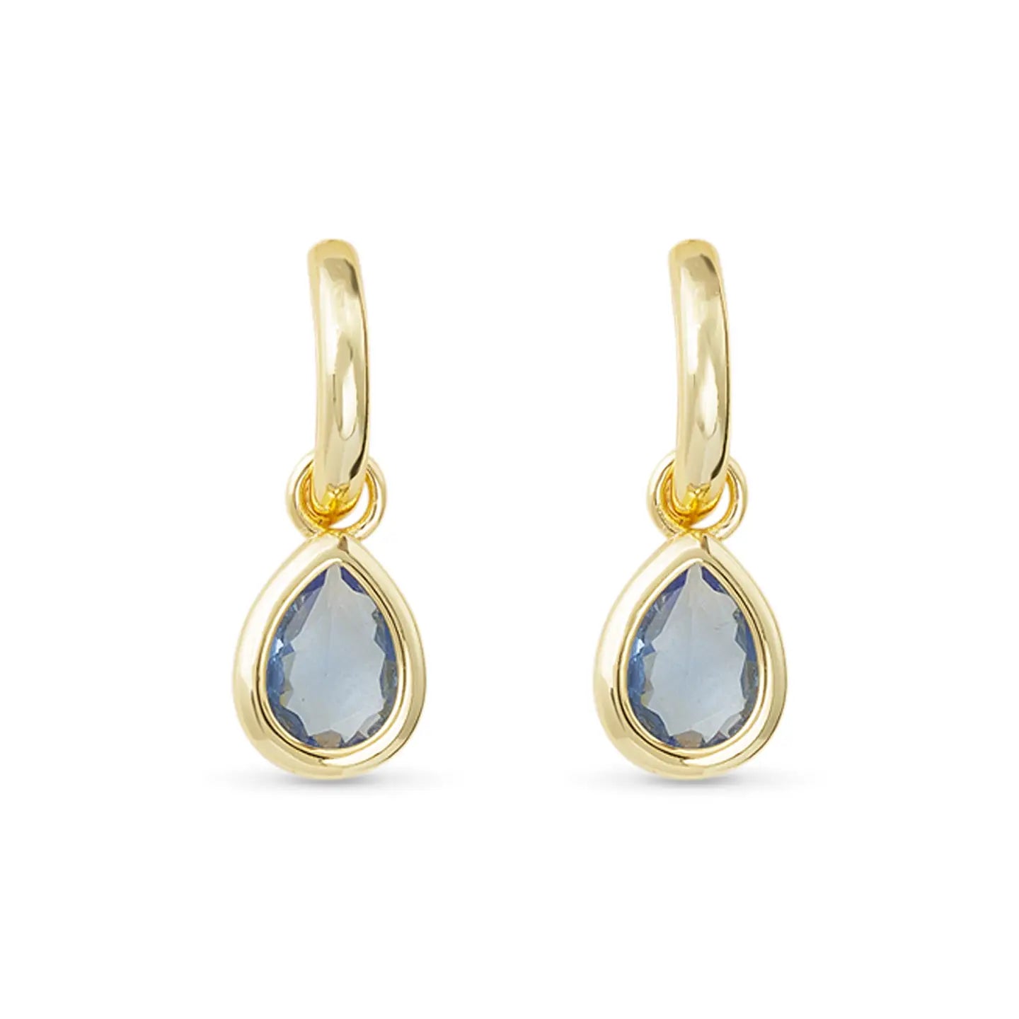 Gold Crystal Sapphire Teardrop Earrings