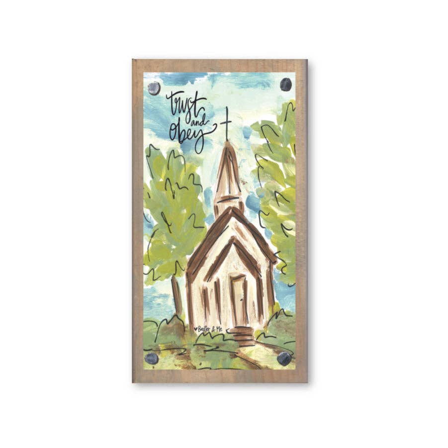 Trust & Obey Driftwood Happy Block
