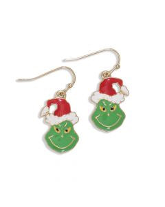 Enamel Christmas Grinch Earrings