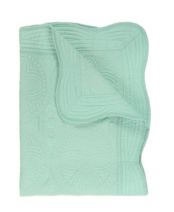 Heirloom Quilt - Baby Quilt Blanket Swaddle Monogram: Mint