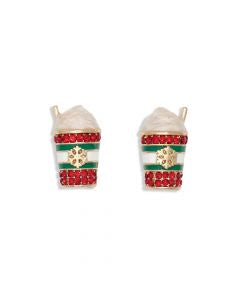 Hot Drink W/ Red Crystals Earrings