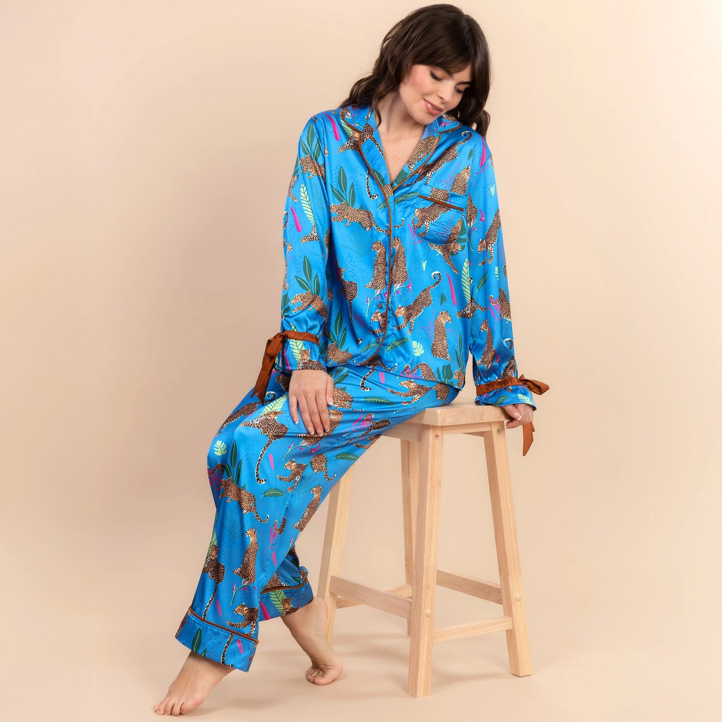 Prowling Leopard Satin Top