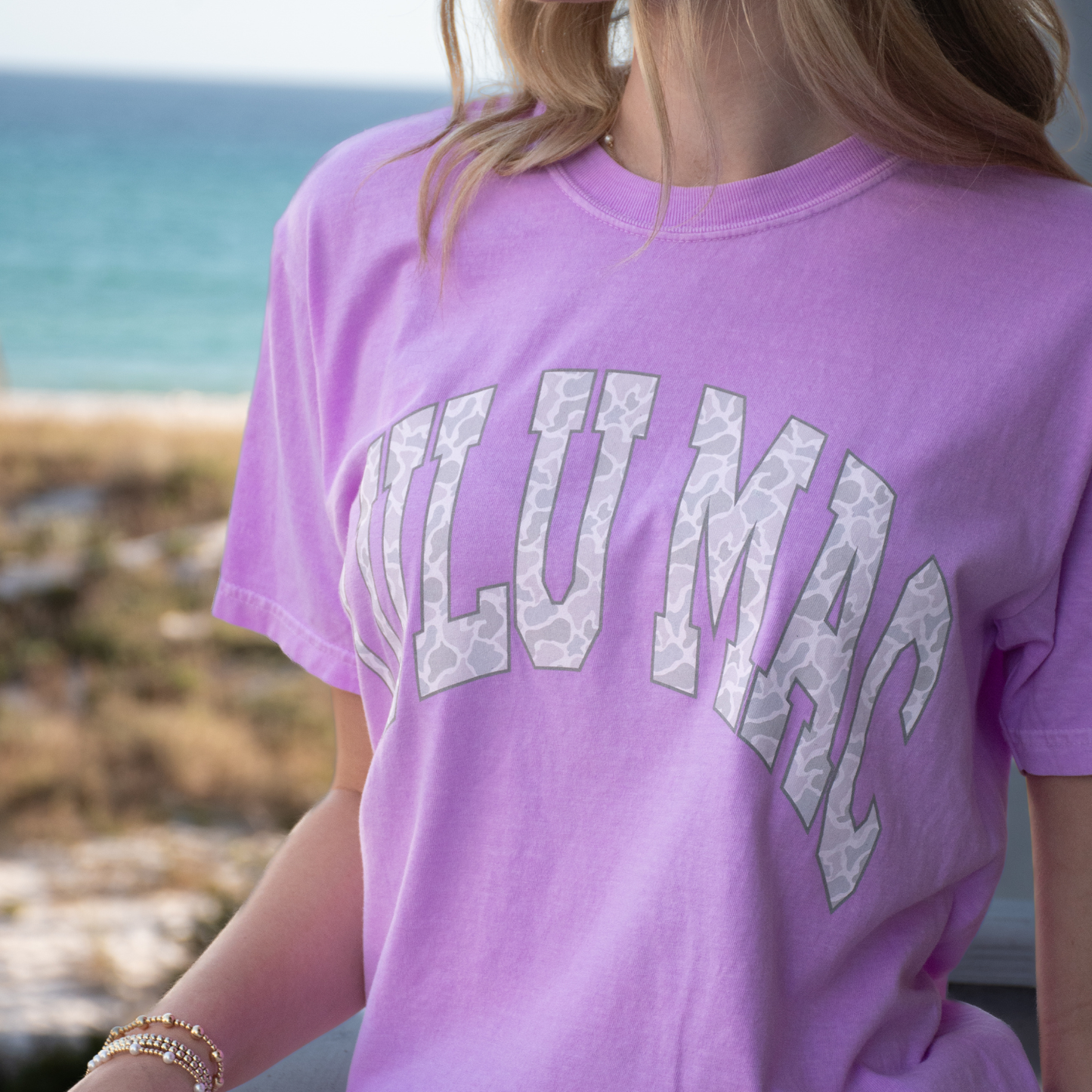 Adult Lulu Mac Violet + Camo Tee