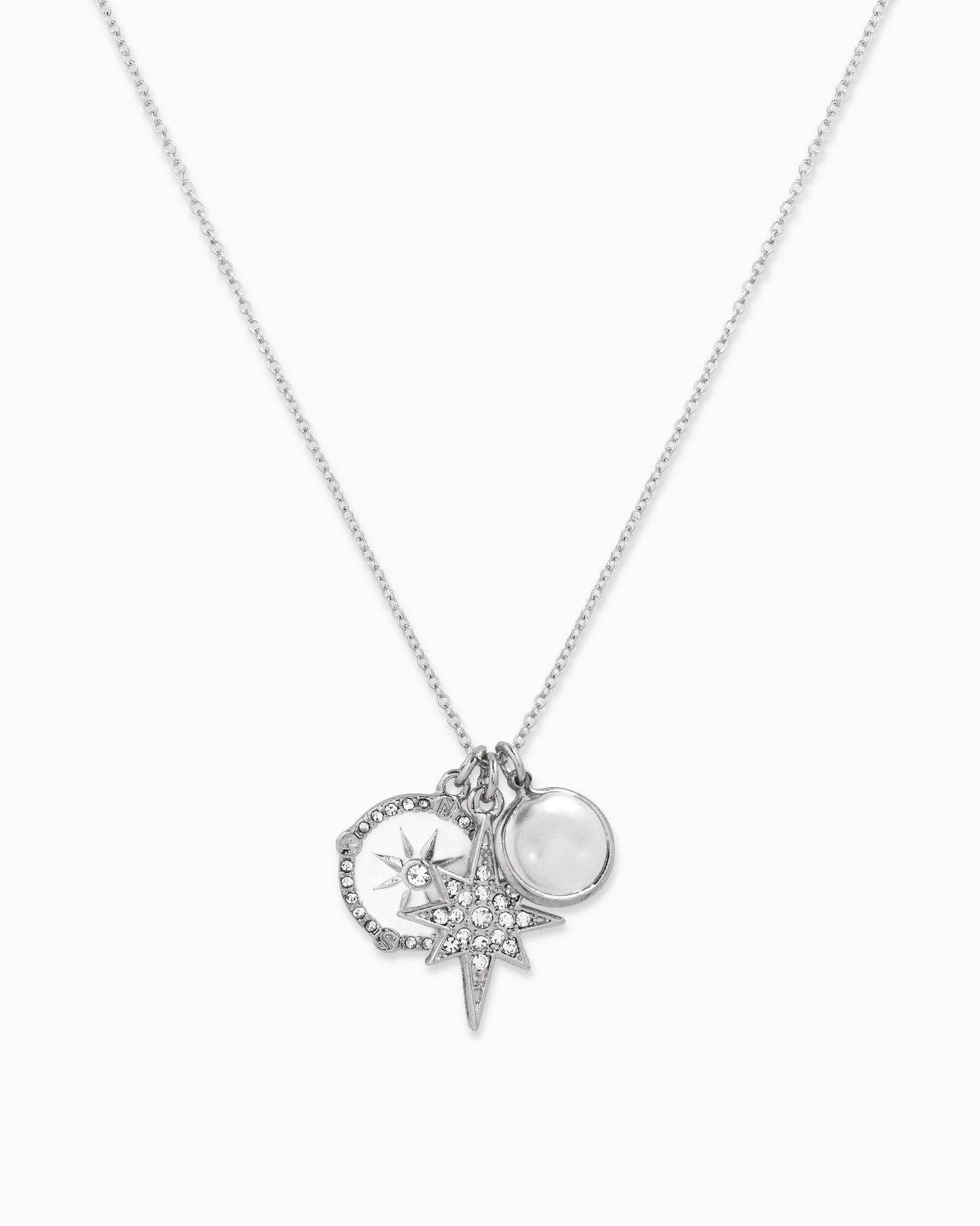 Starburst Triple Charm Pendant Necklace: Gold