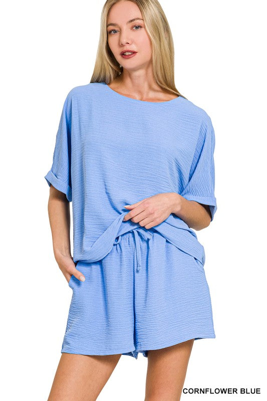 Airflow Top & Short Set - Cornflower Blue