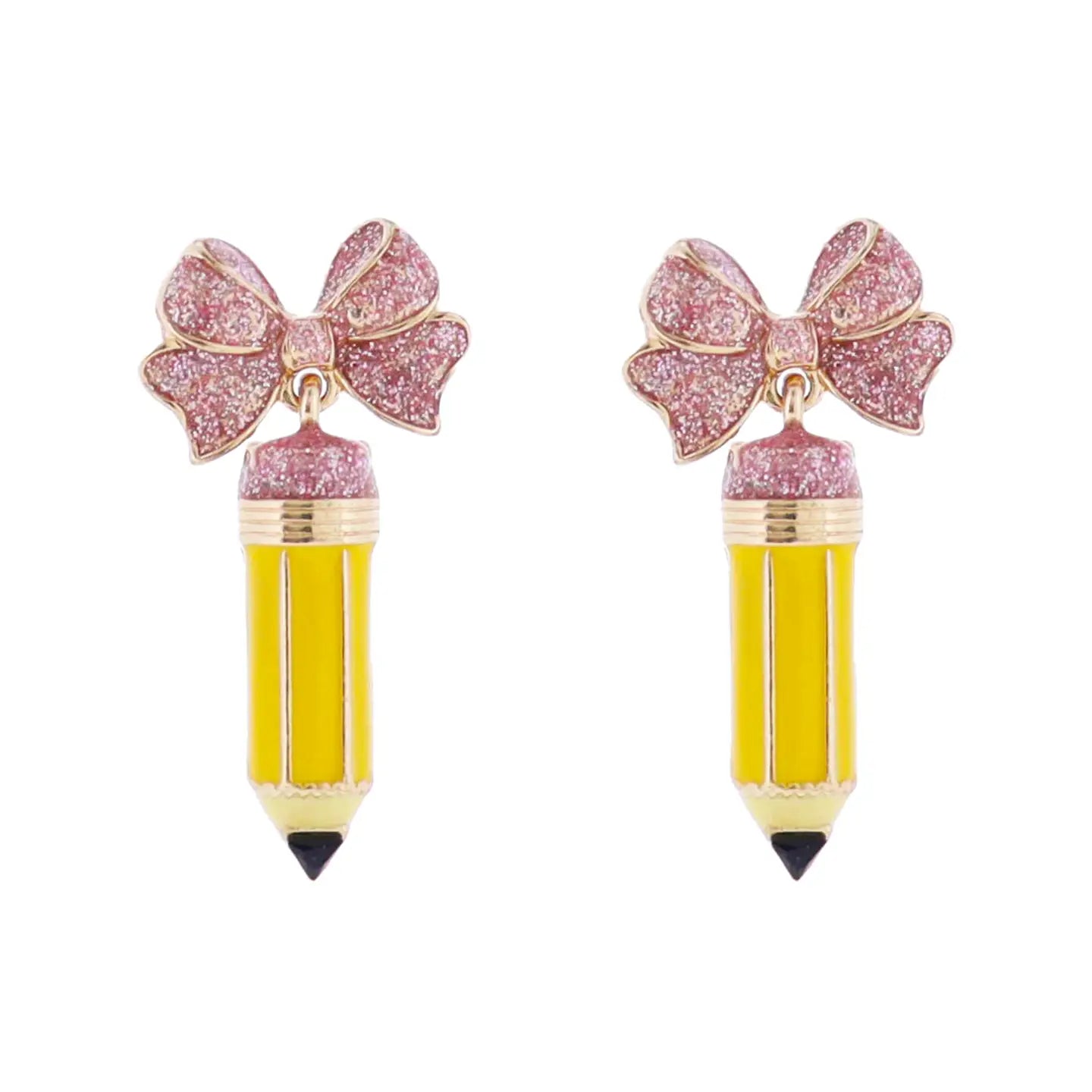 Yellow Pencil W/ Bow Post Earrings