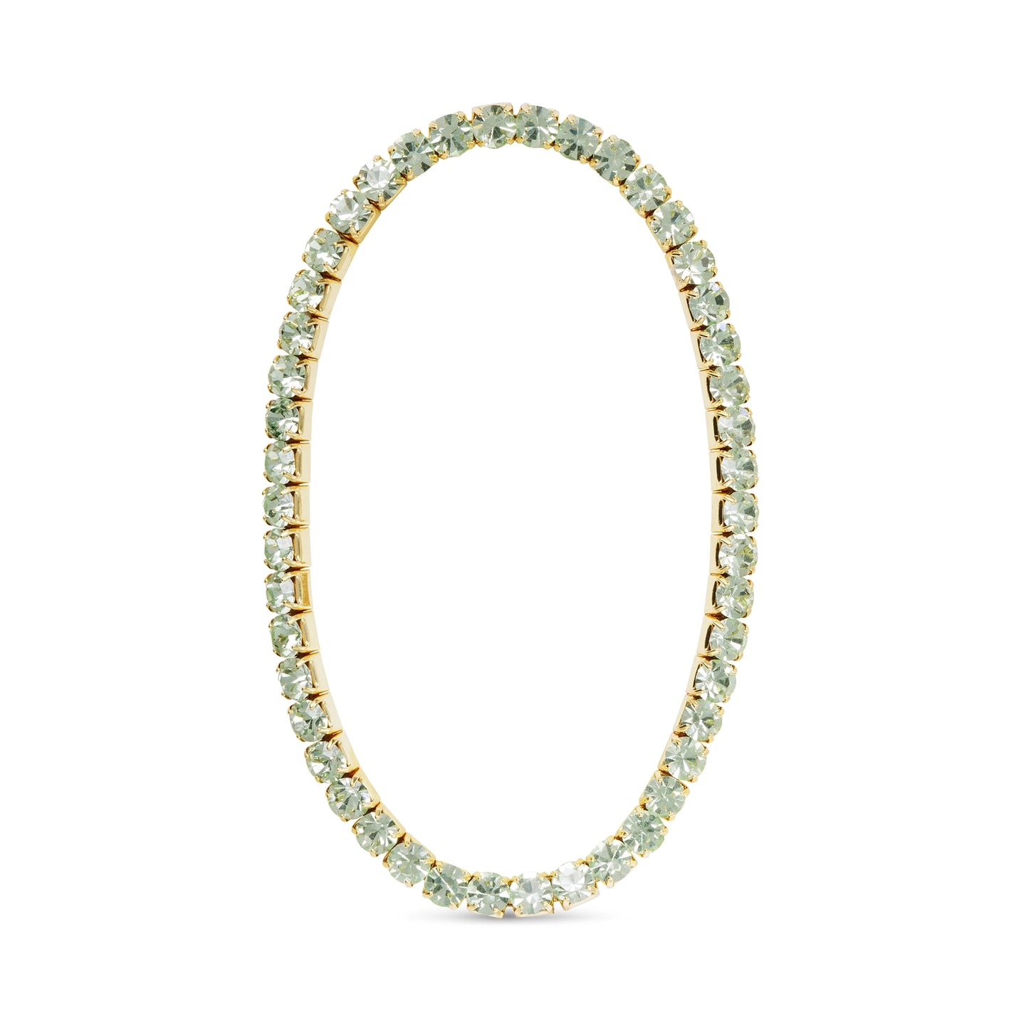 Gold Light Green Stretch Tennis Bracelet