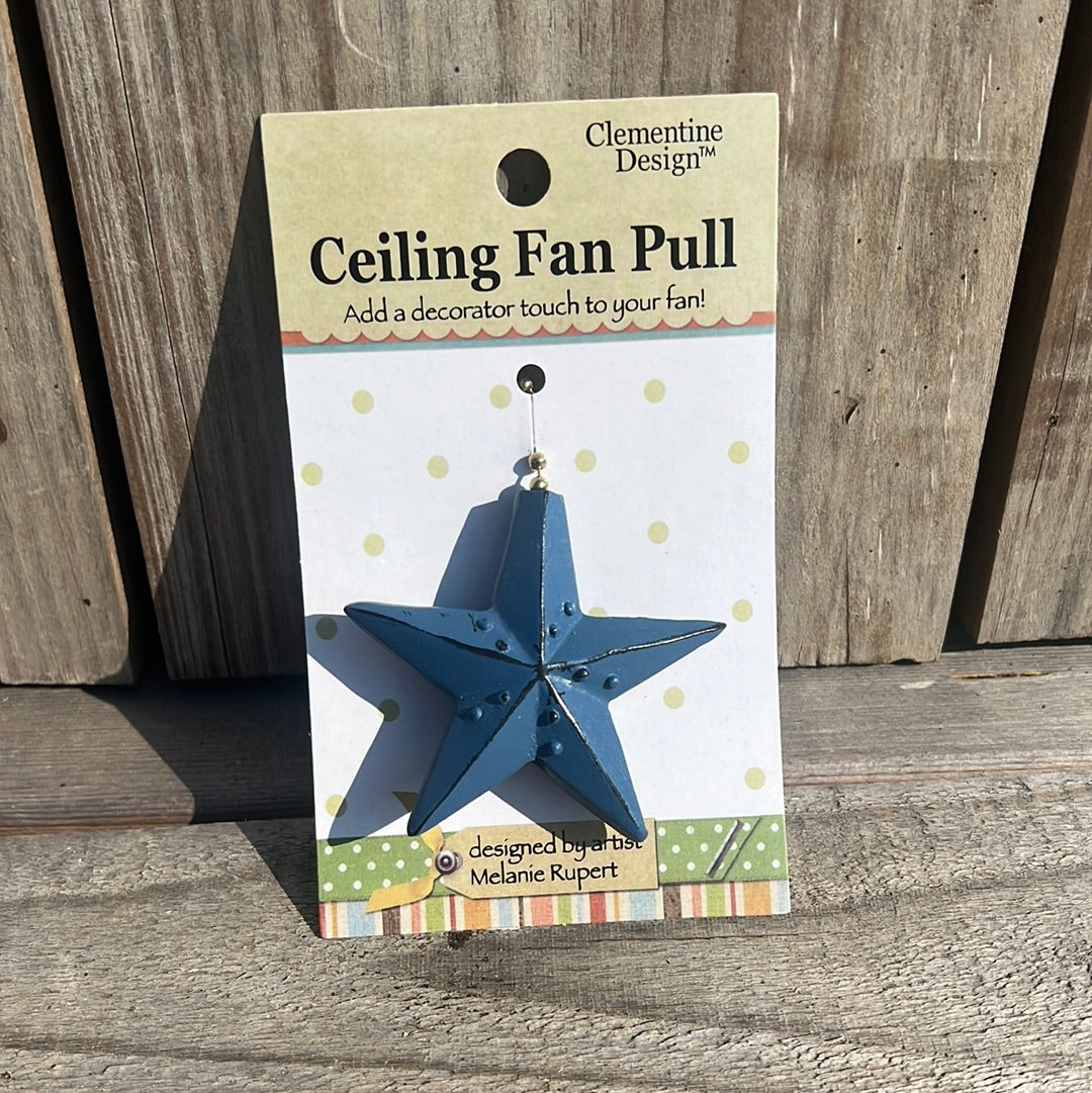 Blue Barn Star Fan Pull