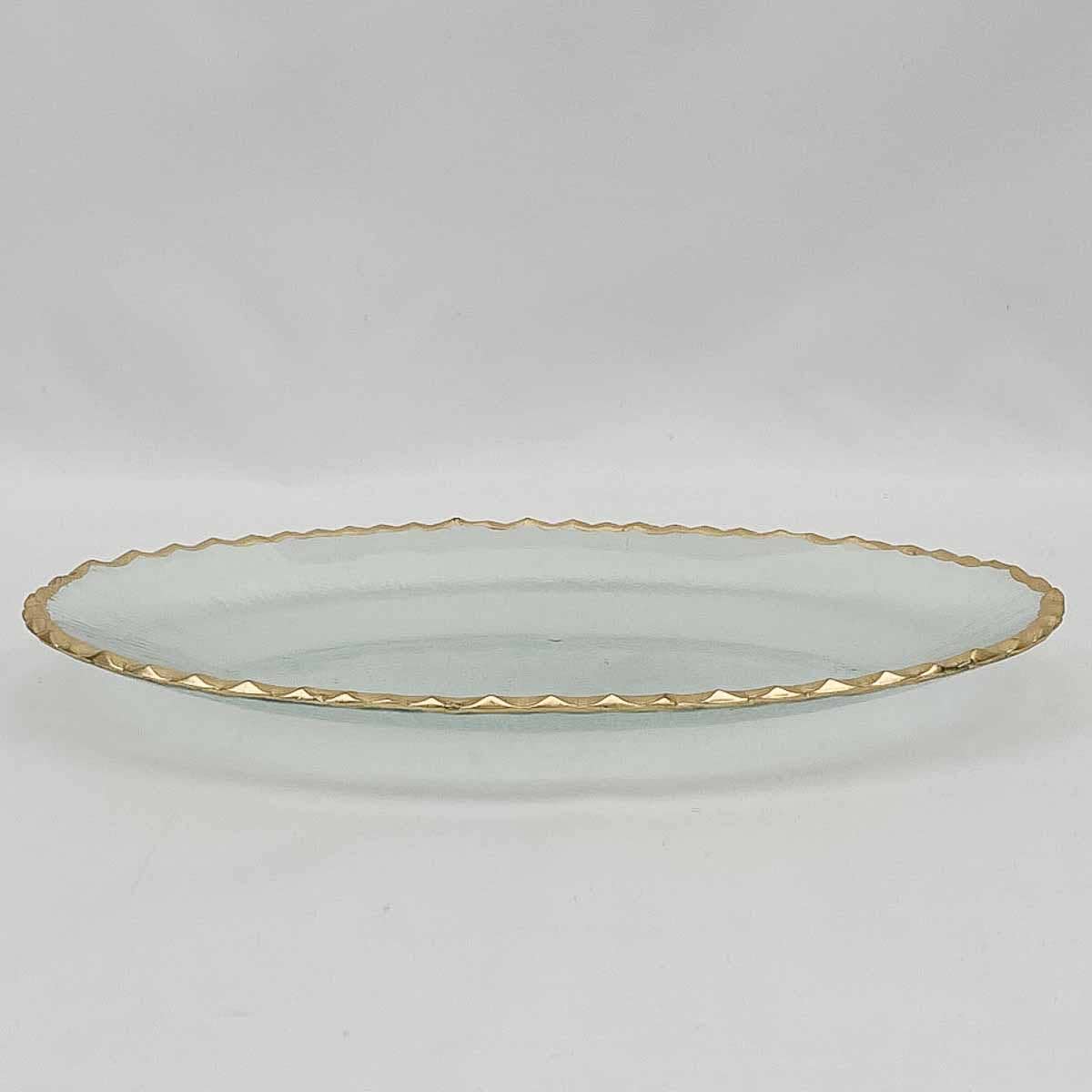 Cordova Oval Serving Tray - Clear + Gold