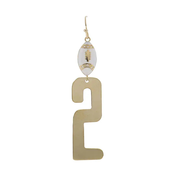 Number 2 Football Earring