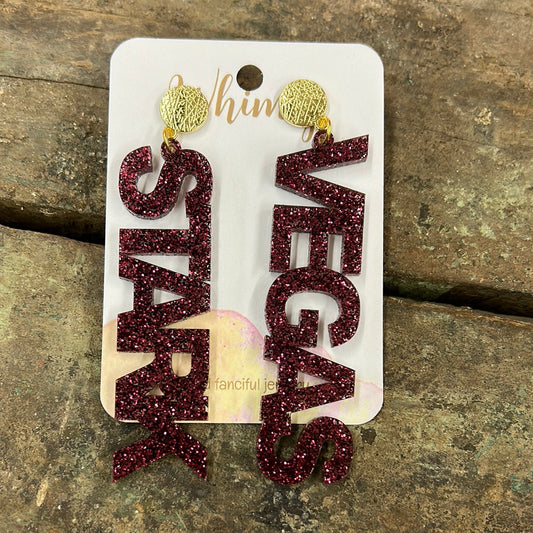 Maroon Sparkle Stark Vegas Earrings