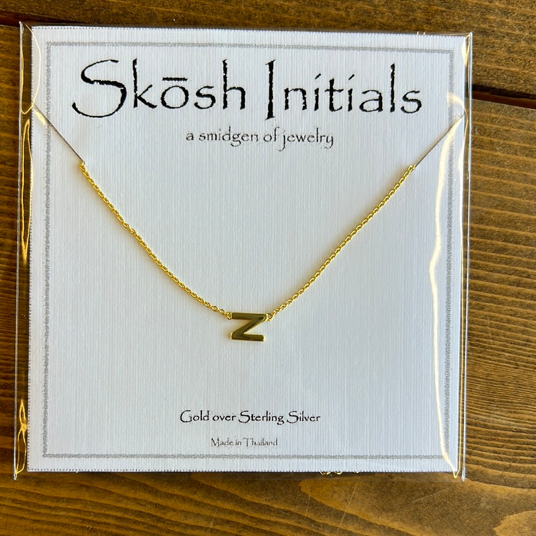 Skosh Sideways Initial Gold Necklaces
