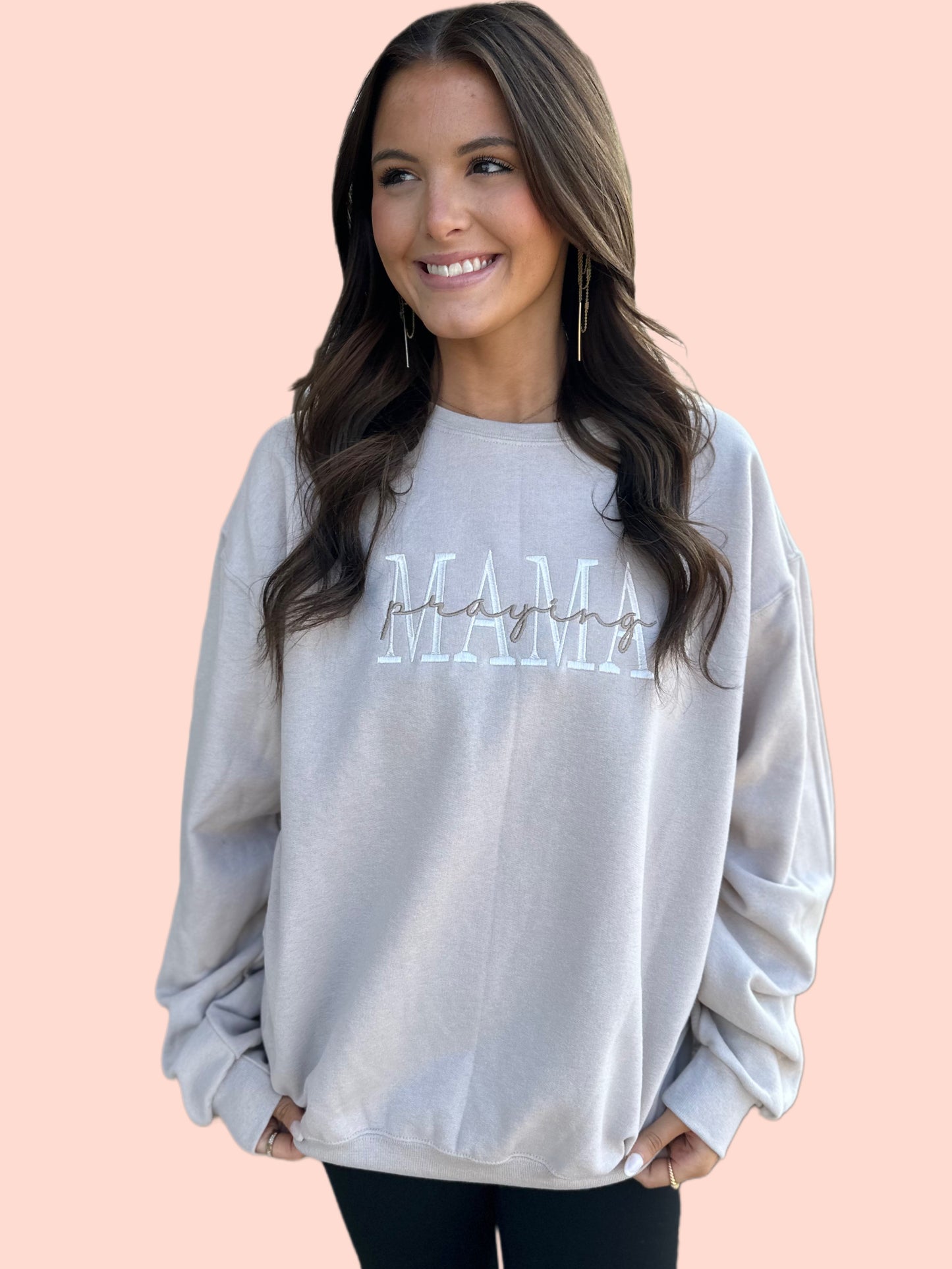 Embroidered Praying Mama SAND Sweatshirt