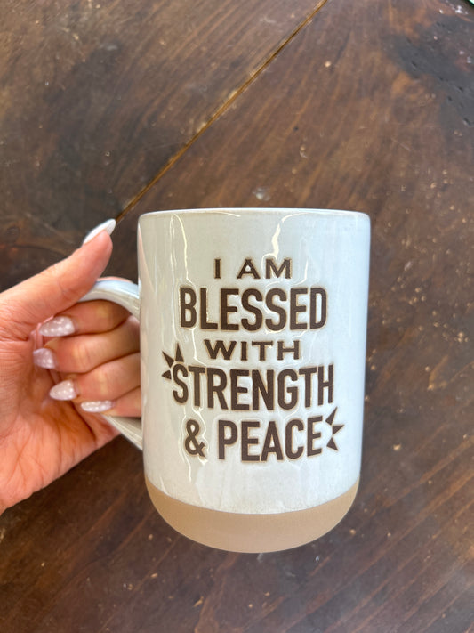 Blessed W/ Strength Pottery Mug