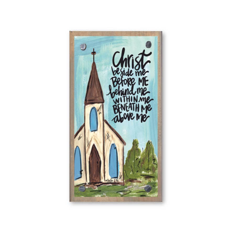 Christ Beside Me Driftwood Happy Block
