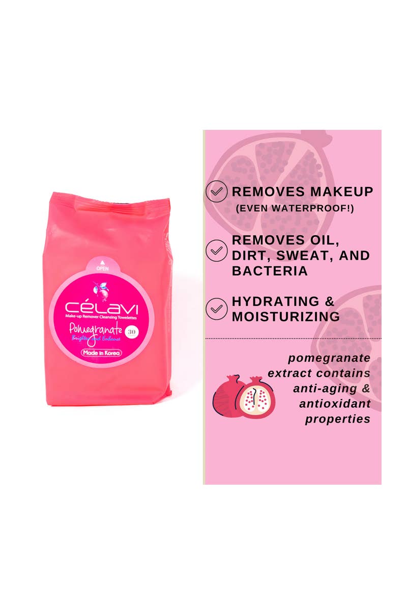 Celavi Makeup Cleansing Towelette Pomegranate