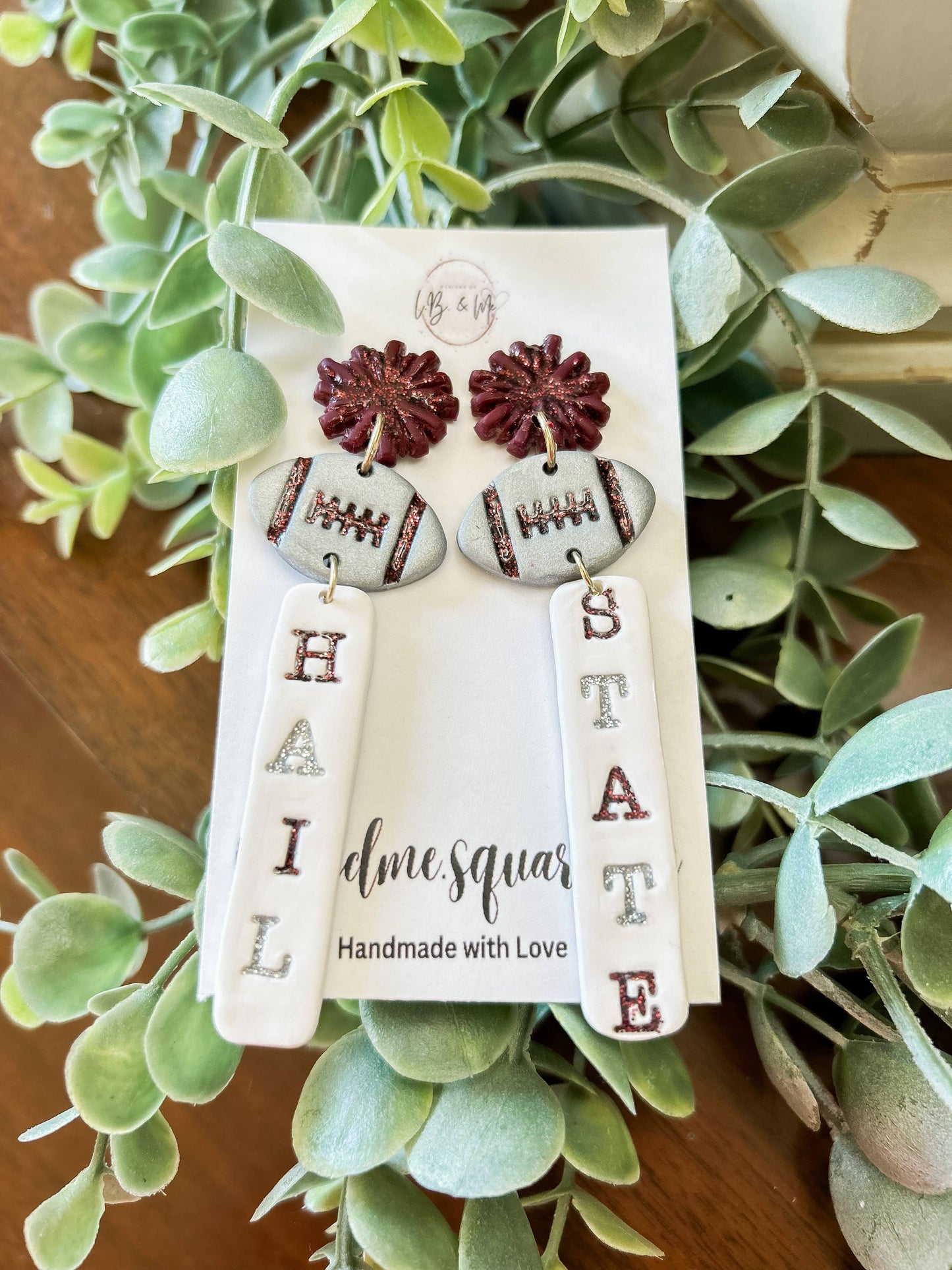 Hail State Pom earrings