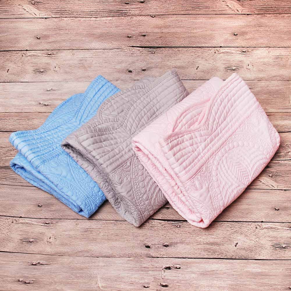 Heirloom Quilt - Baby Quilt Blanket Swaddle Monogram: White & Blue