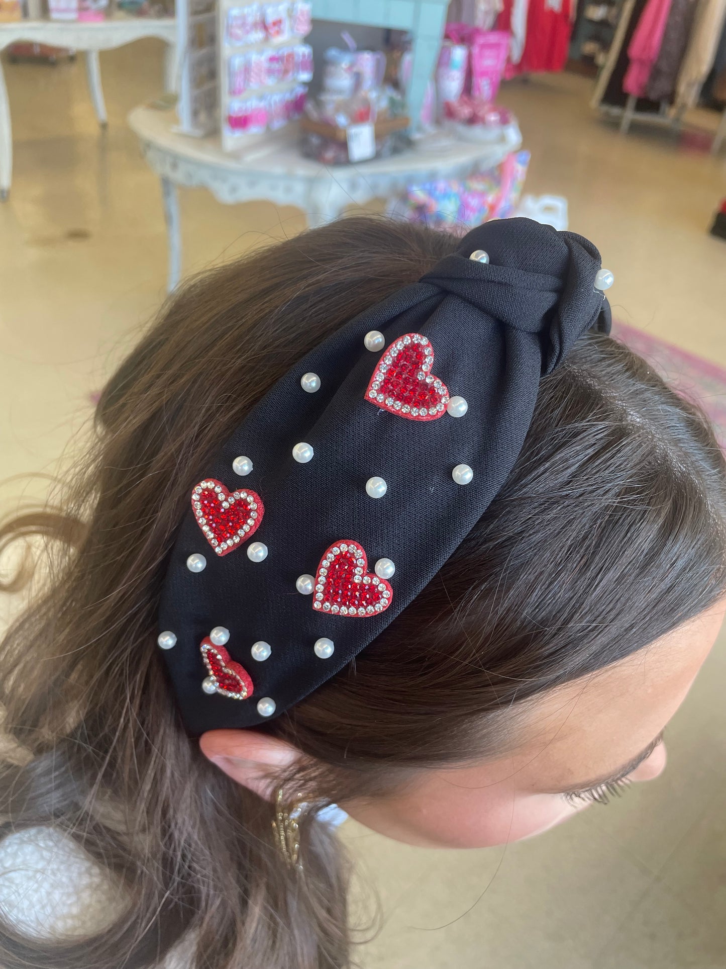 Black Pearl & Heart Headband