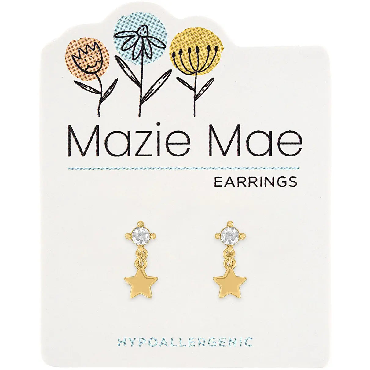 Gold Star Drop Stud Earring