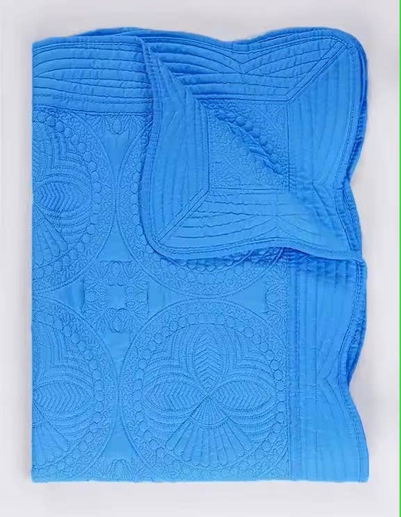 Heirloom Quilt - Baby Quilt Blanket Swaddle Monogram: White & Blue