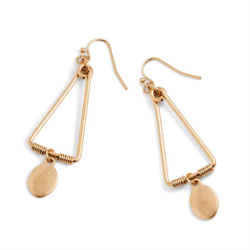Gold Dangle Triangle Earrings