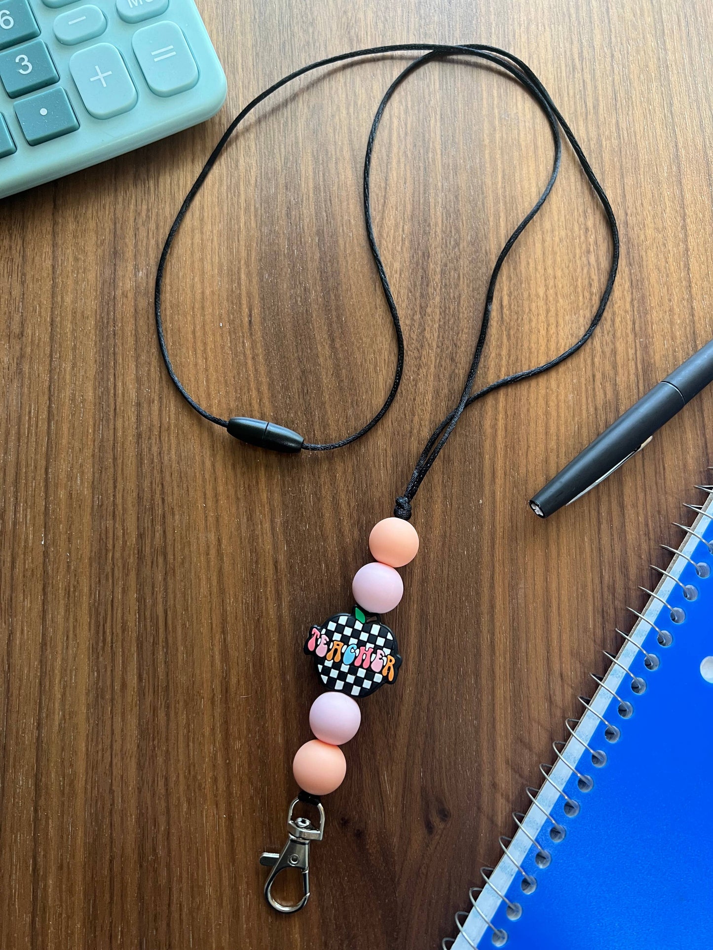Silicone Checkered Apple Lanyard-20” L w/Breakaway Clasp