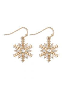 Gold Snowflakes + Crystals Earrings
