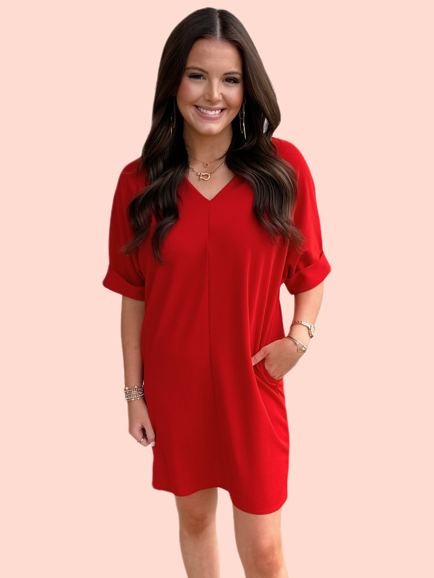 Perfect Pocket Red Dress