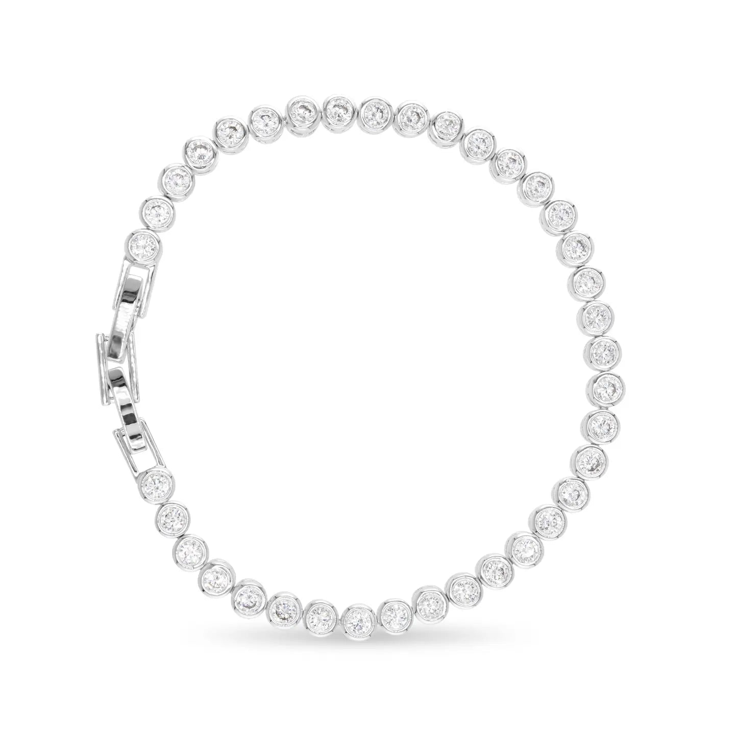 Silver Solitaire Bezel Tennis Bracelet