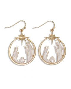 Gold Manger Scene Earrings