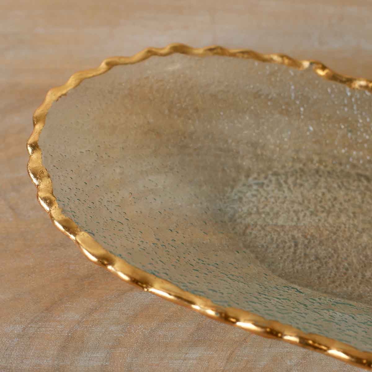 Seward Oval Serving Tray - Clear + Gold