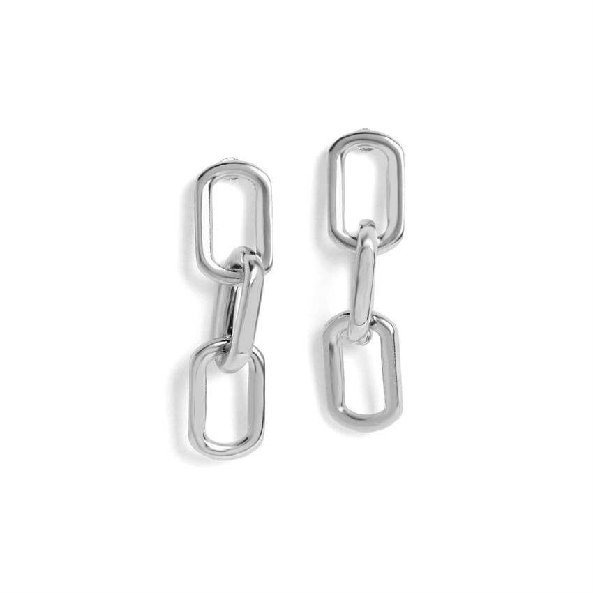 Silver Links Hoop Earrings