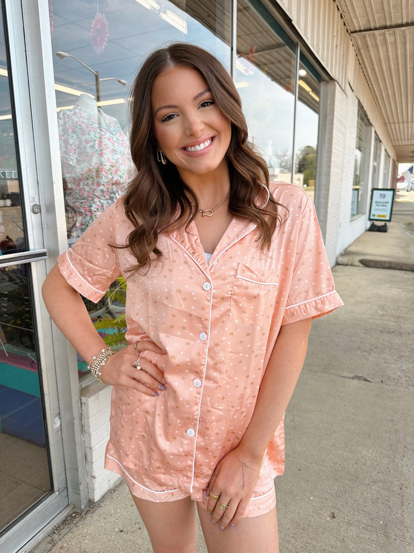 Star Gazing Silky Satin Pajama Set