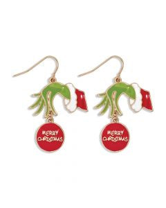 Green Hand W/ Ornament Earrings