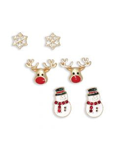 Snowman + Rudolph Trio Earrings