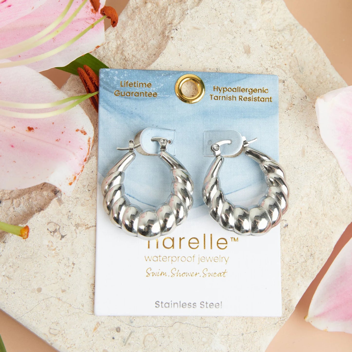 Twisted Chunky Pin Catch Silver Hoop