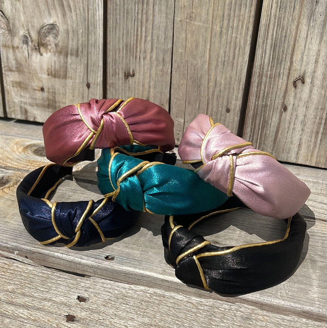 Satin with Gold Accent Headbands