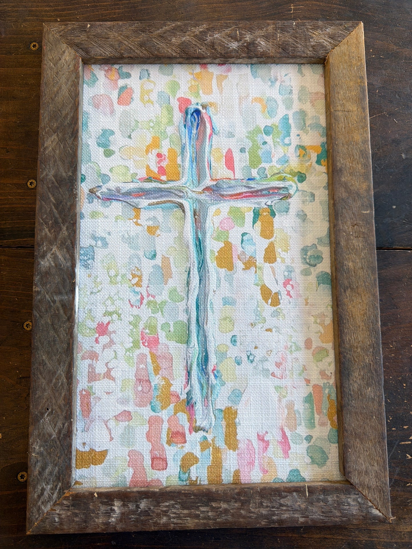 Bright Watercolors Cross 12x18