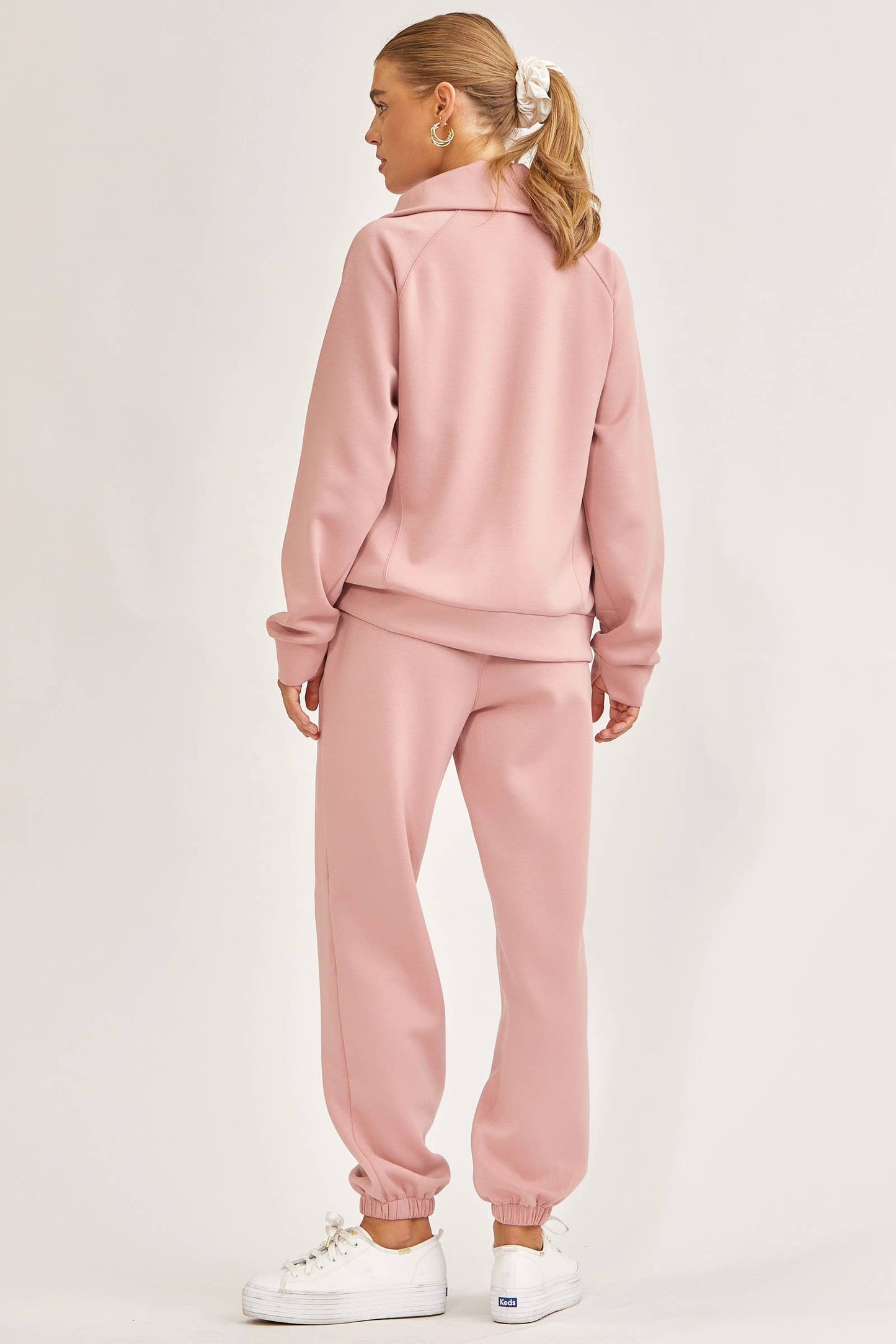 Quarter Zip Pullover + Jogger Modal Travel Set in Mauve