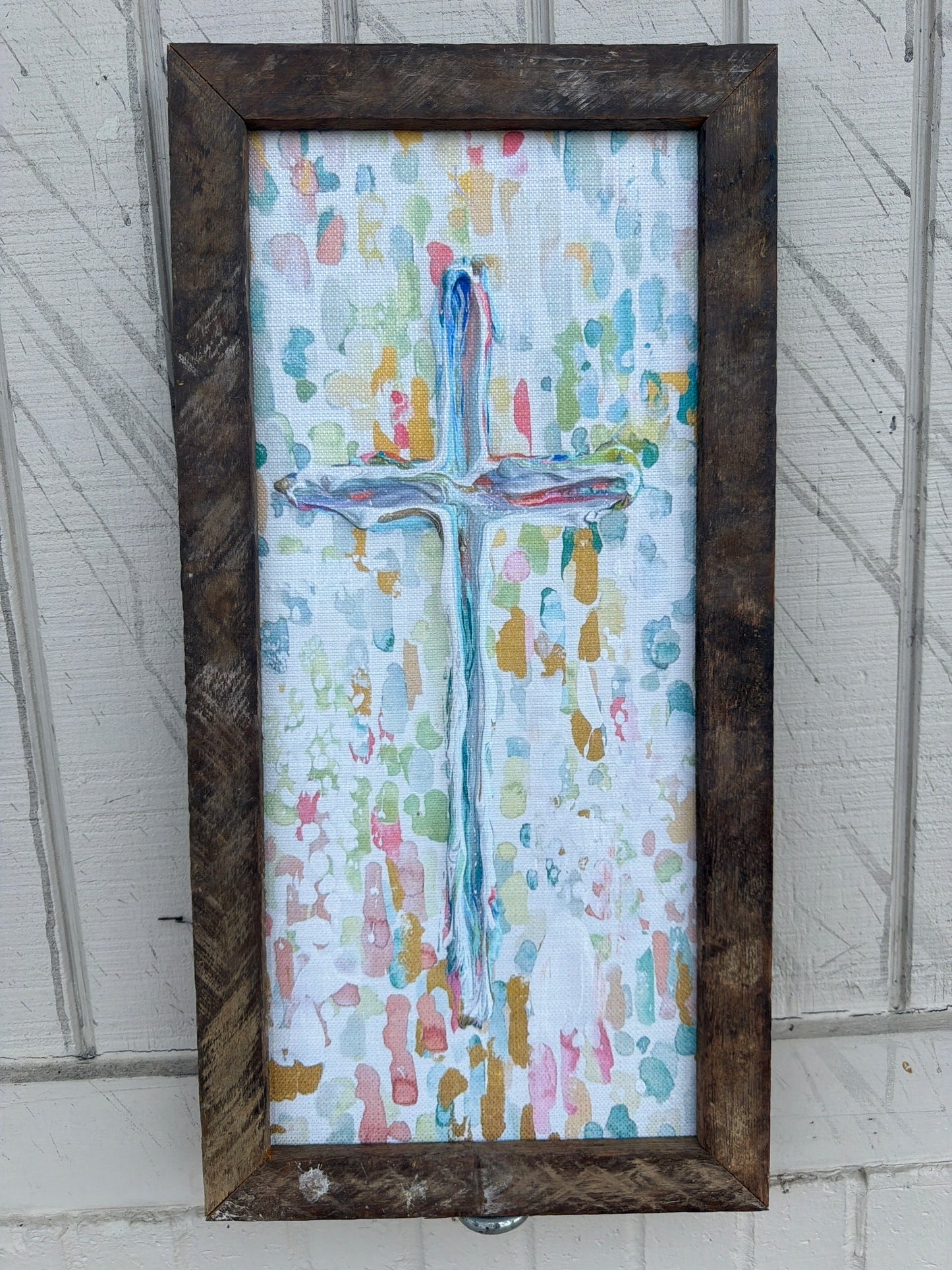 Bright Watercolor Cross Painting 12x24